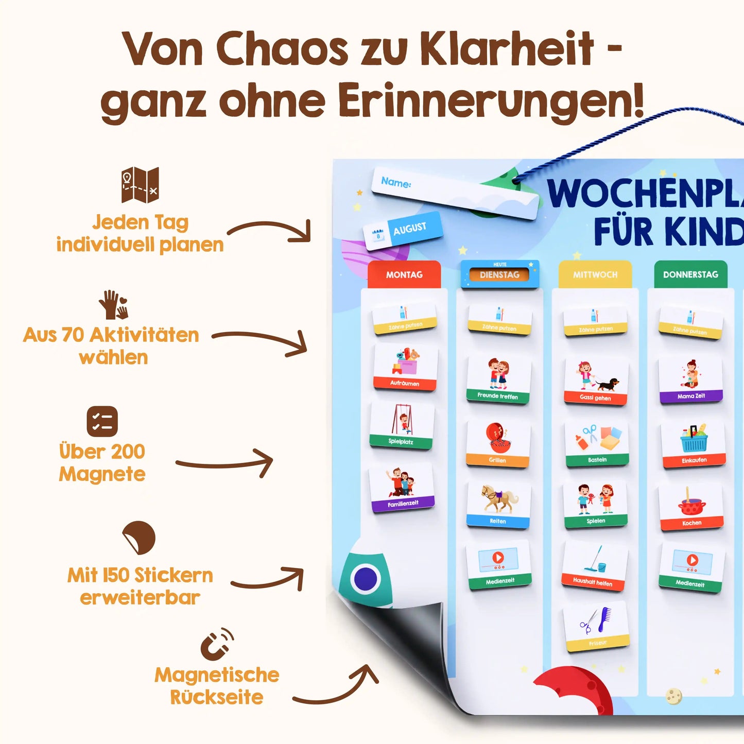 Edubini Magnetischer Wochenplaner für Kinder