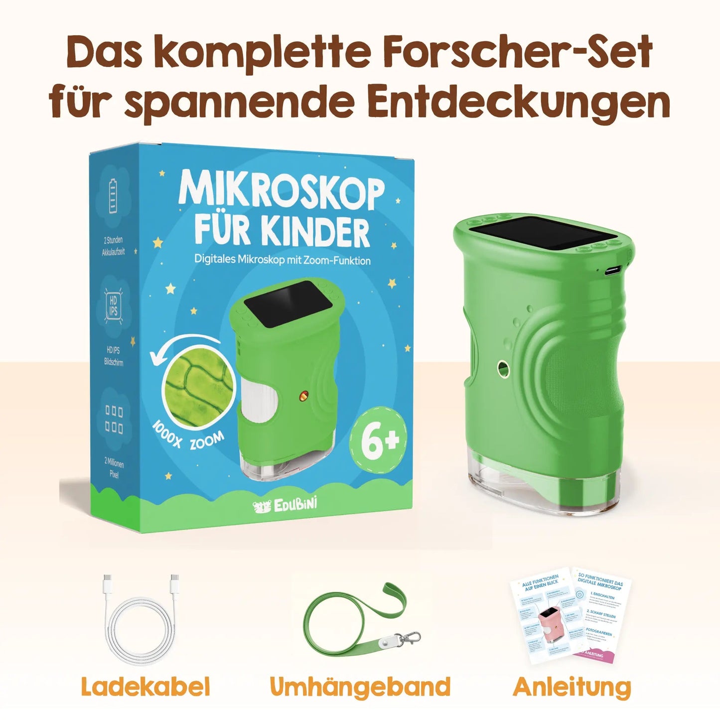 Edubini Abenteuer-Mikroskop® (Geschenk-Starterset)